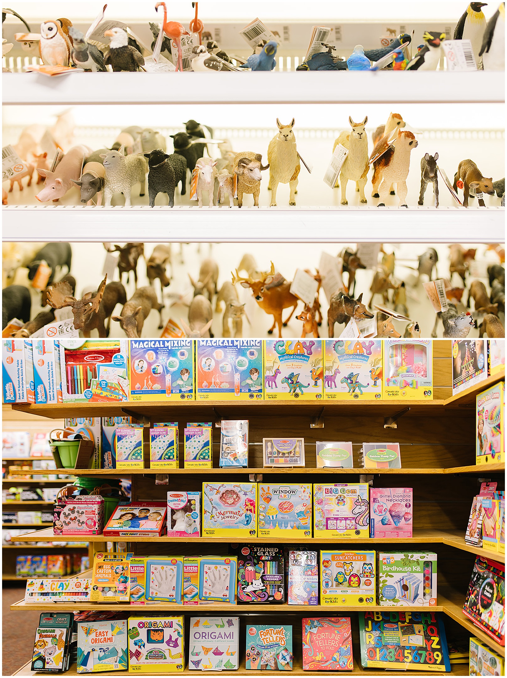selection of toy animals and crafting kits at Kinder Haus Toys